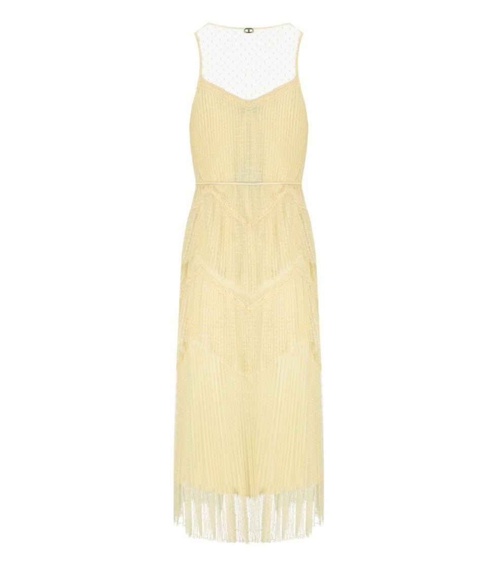 Twin-Set Vanilla Long Pleated Dress