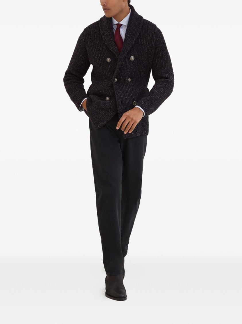 Brunello Cucinelli Textured Knit Double-Breasted Jacket