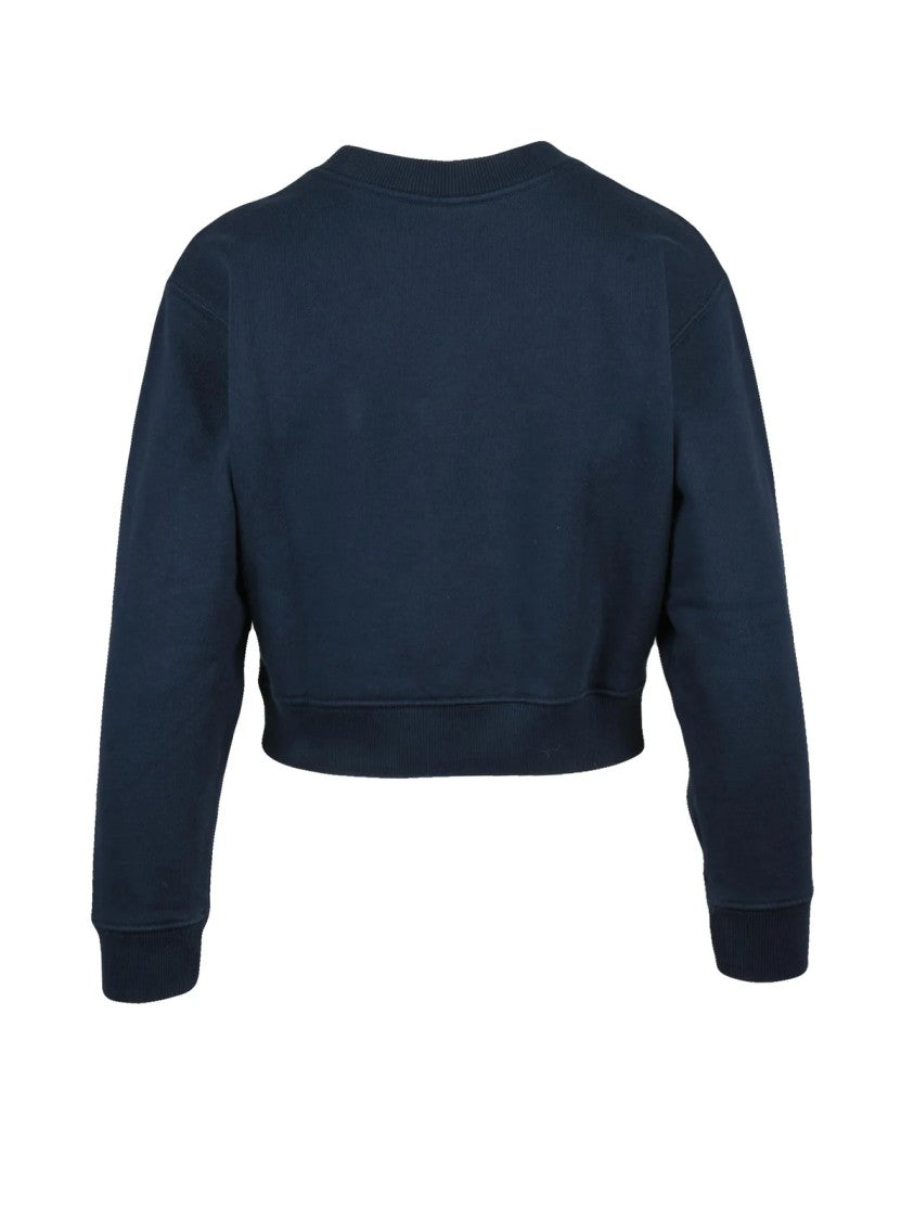 Maison Kitsuné Cropped Crewneck Sweatshirt With Bold Embroidered Design