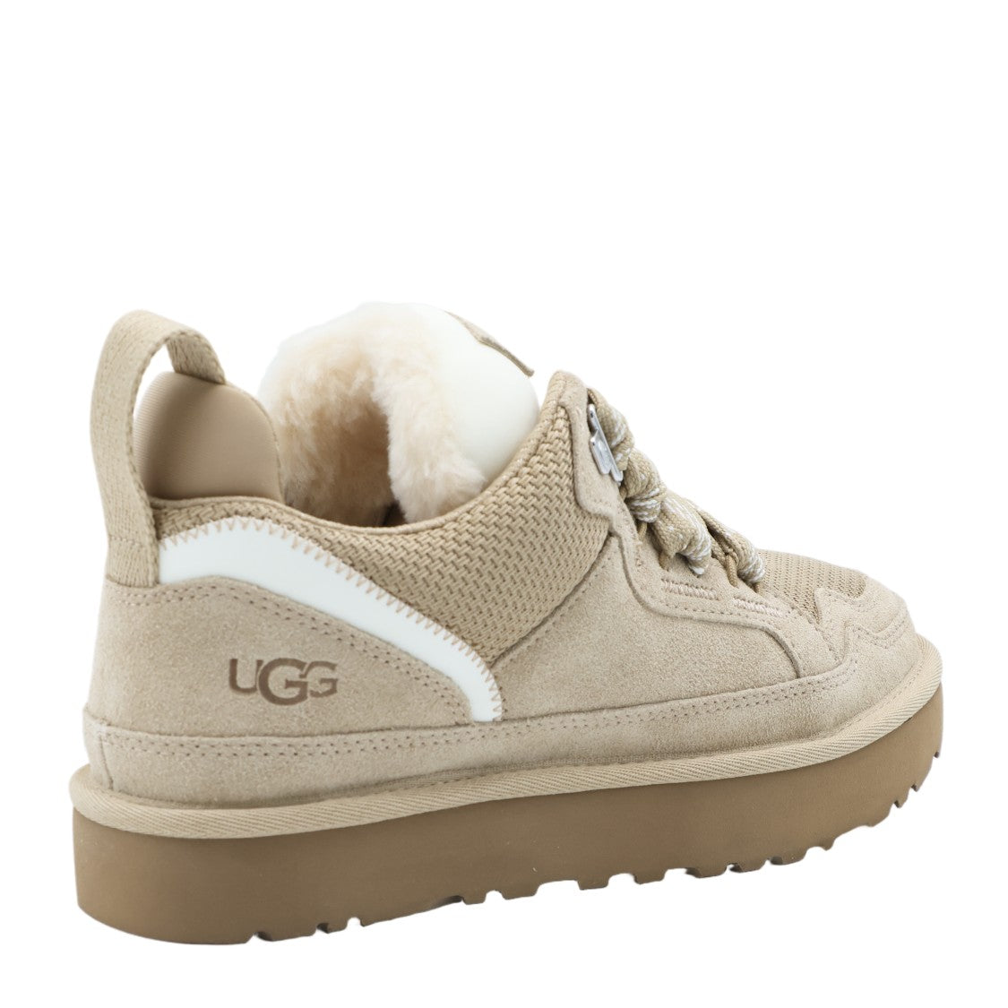 Ugg Beige Suede And Mesh Sneakers With Chunky Sole