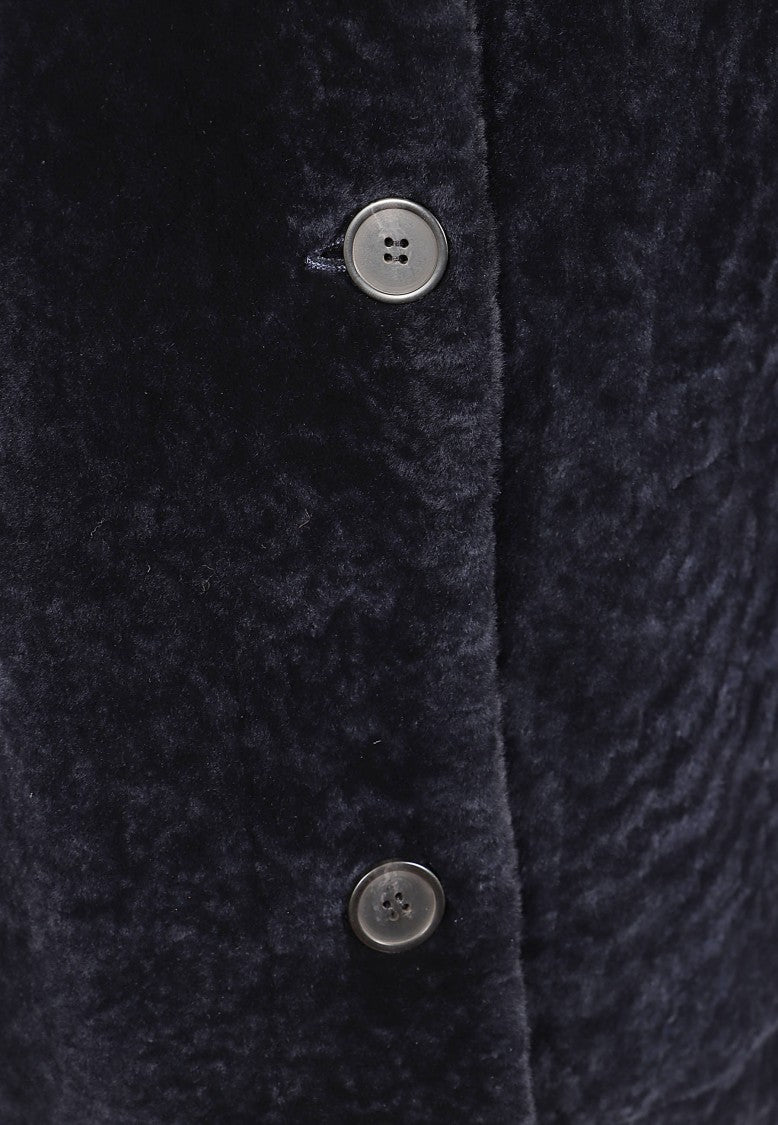 Arma Short-Curl Shearling Jacket With Velvet Texture And Classic Collar