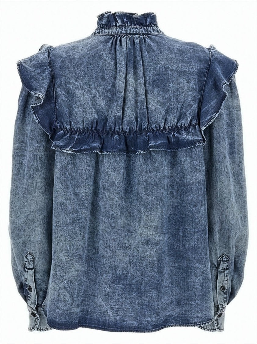 Isabel Marant Ruffled Neckline Lyocell Shirt With Gathered Cuffs