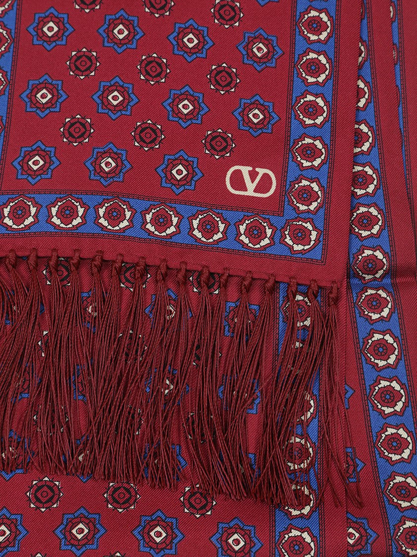 Valentino Red Bandeau Chamber Silk Scarf