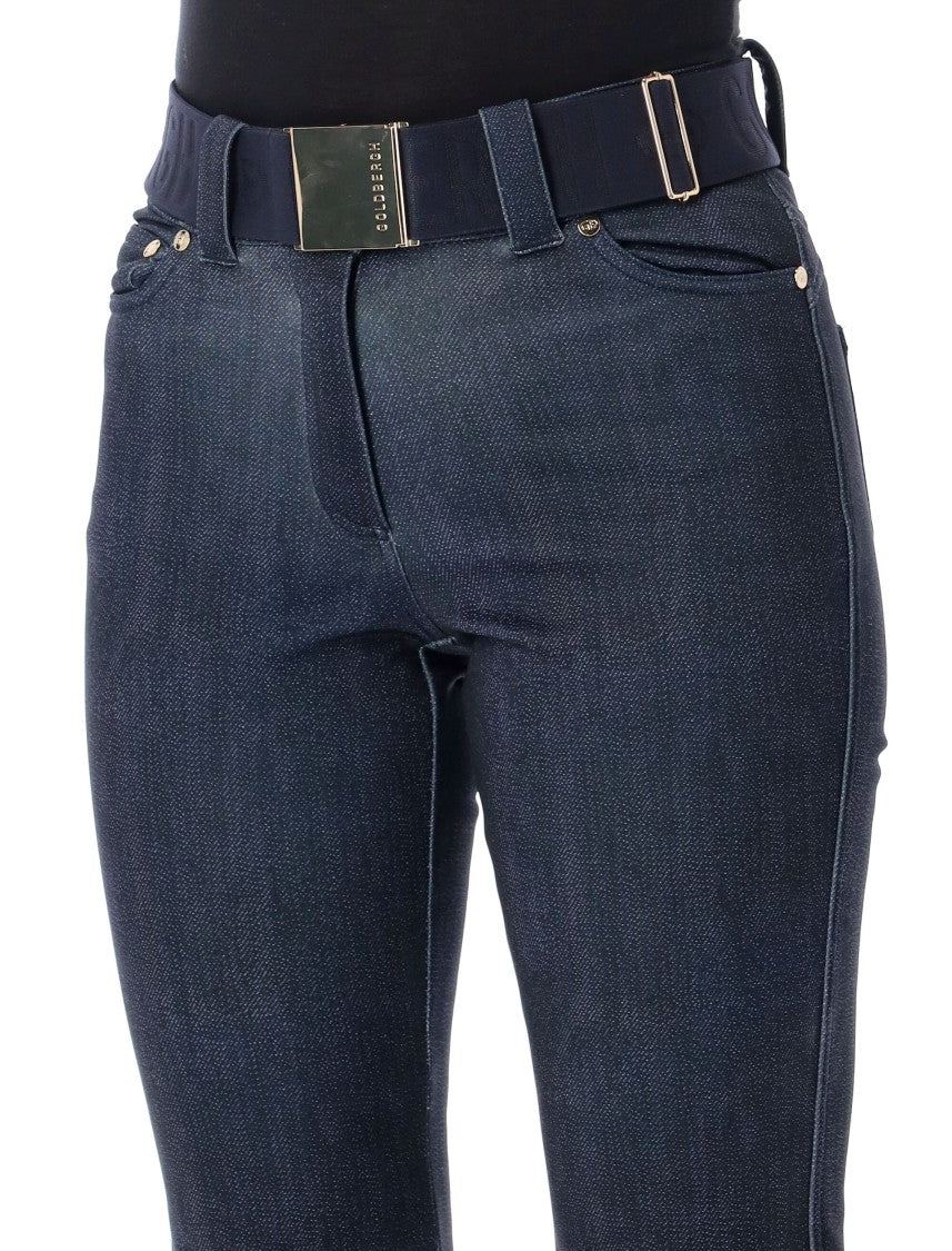 Goldbergh Wide-Leg Denim Print Pants With Metallic Details