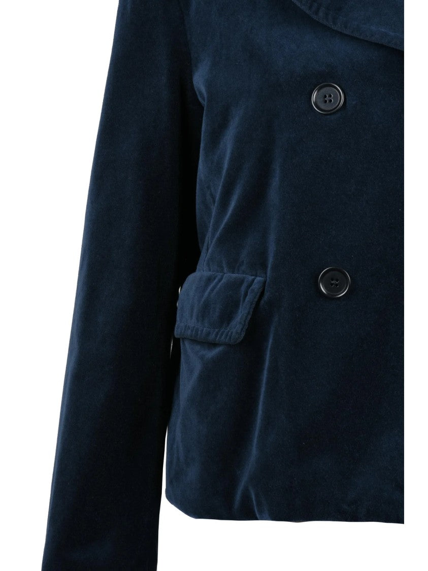 Aspesi Velvet Double-Breasted Jacket With Flap Pockets
