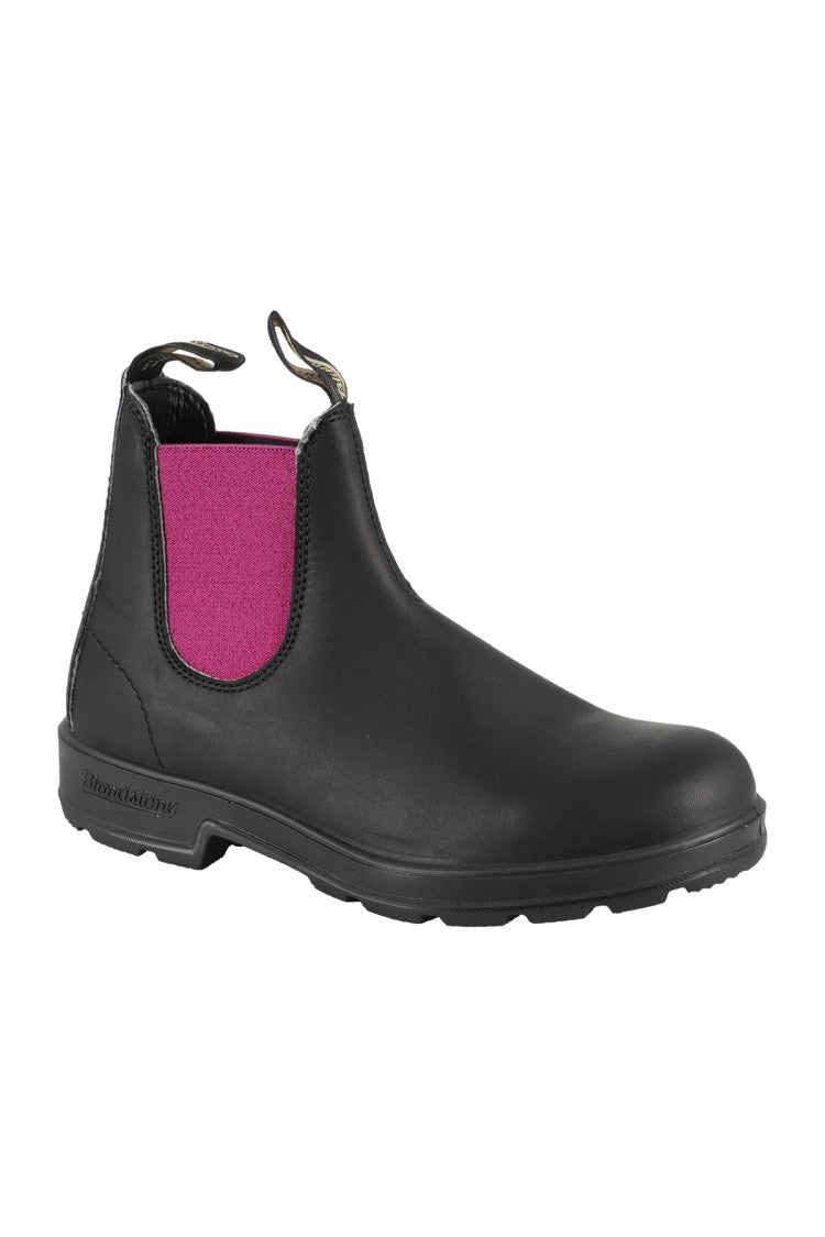 Blundstone Black Leather Boot With Fuchsia Elastic Panels