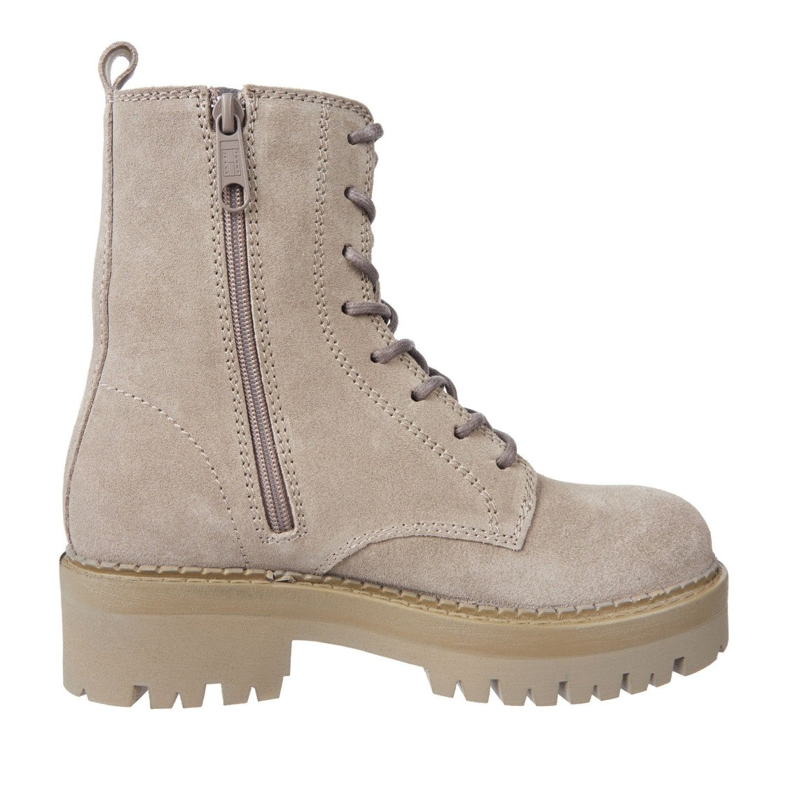 Tommy Jeans Beige Urban Lace-Up Chunky Rubber Sole Suede Boots