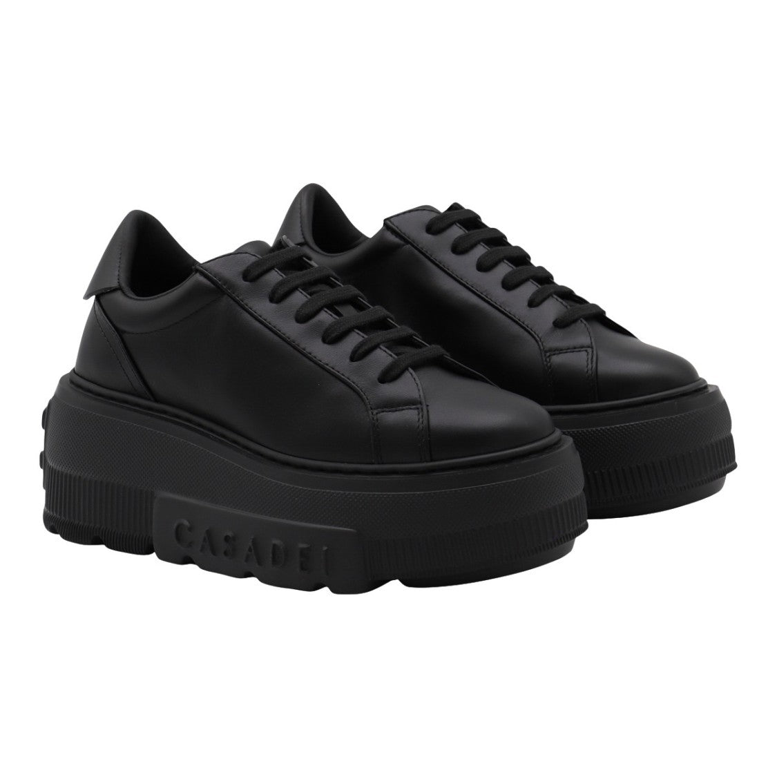 Casadei Black Platform Sneakers With Embossed Branding