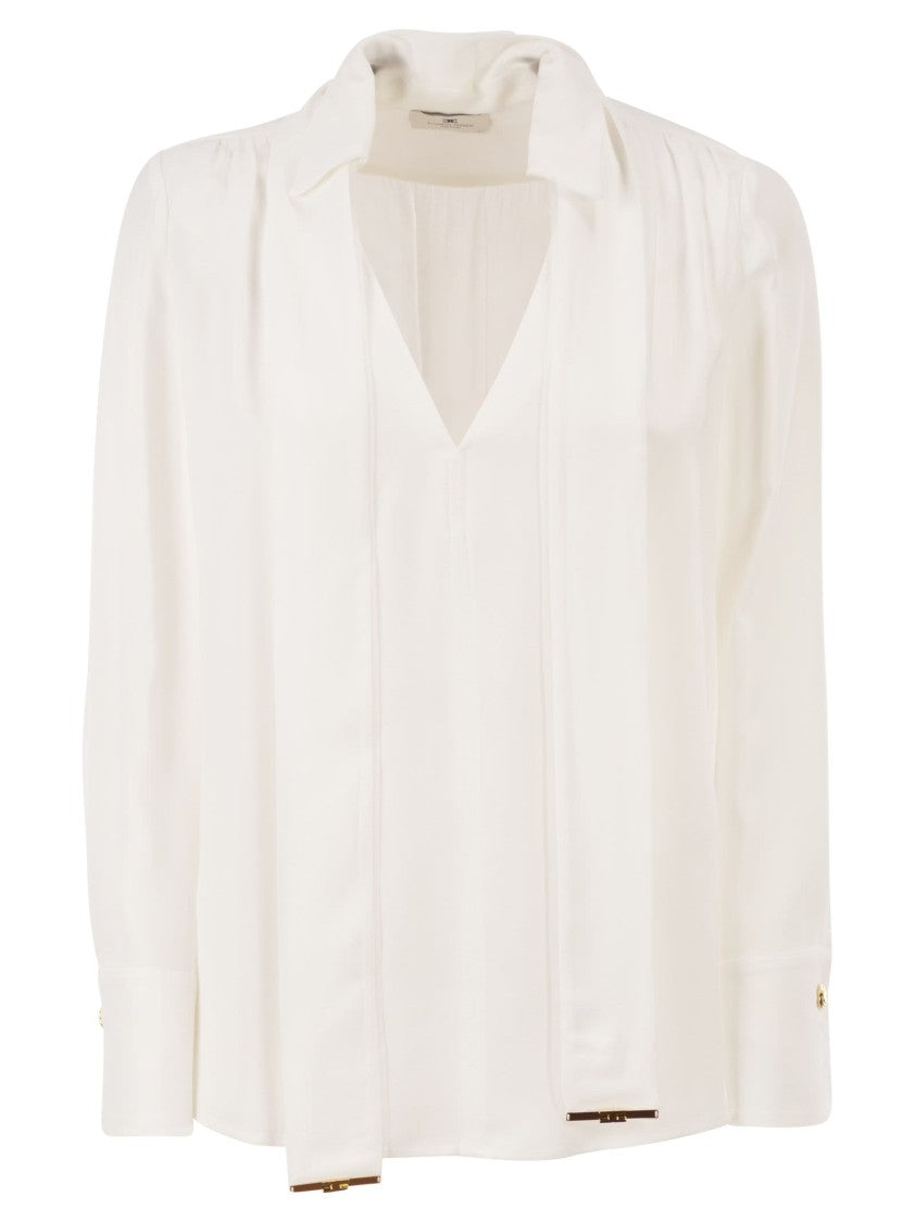 Elisabetta Franchi Viscose Georgette Shirt With Sash