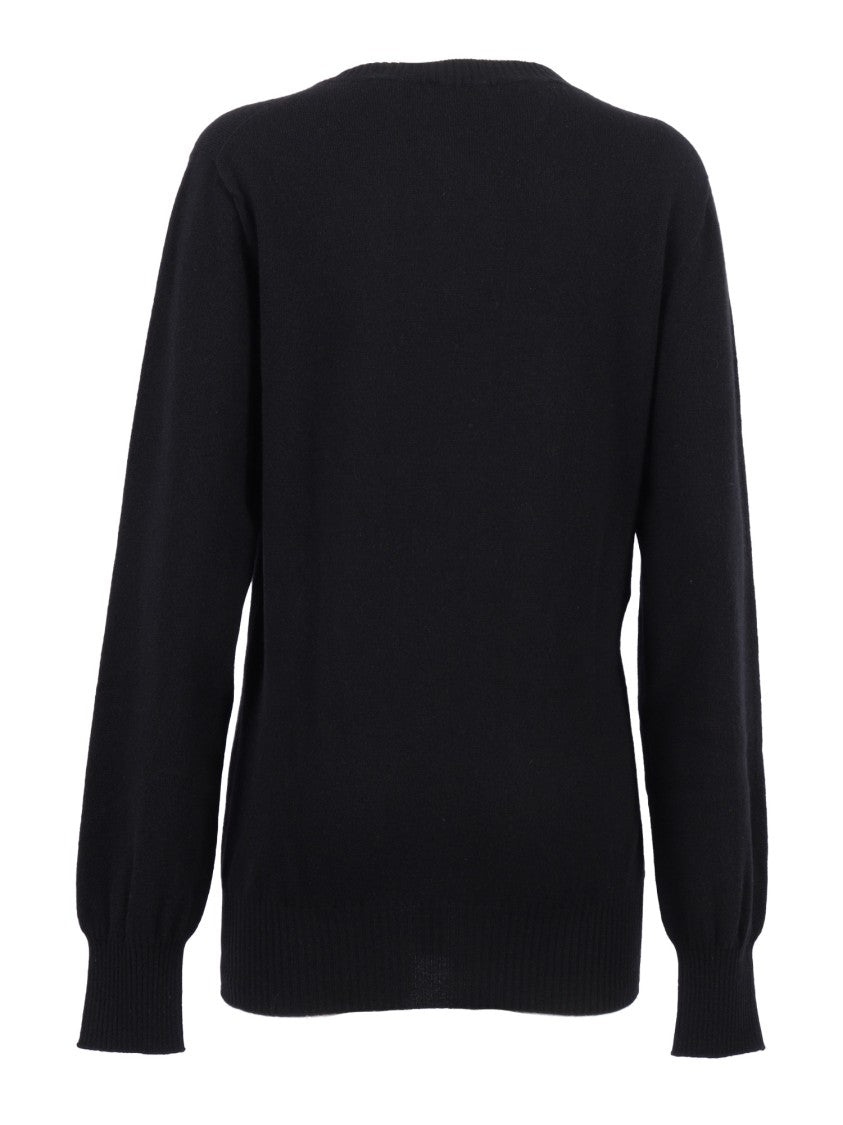 Alberta Ferretti Cashmere Knit Sweater With Twist Detail And Decorative Buttons