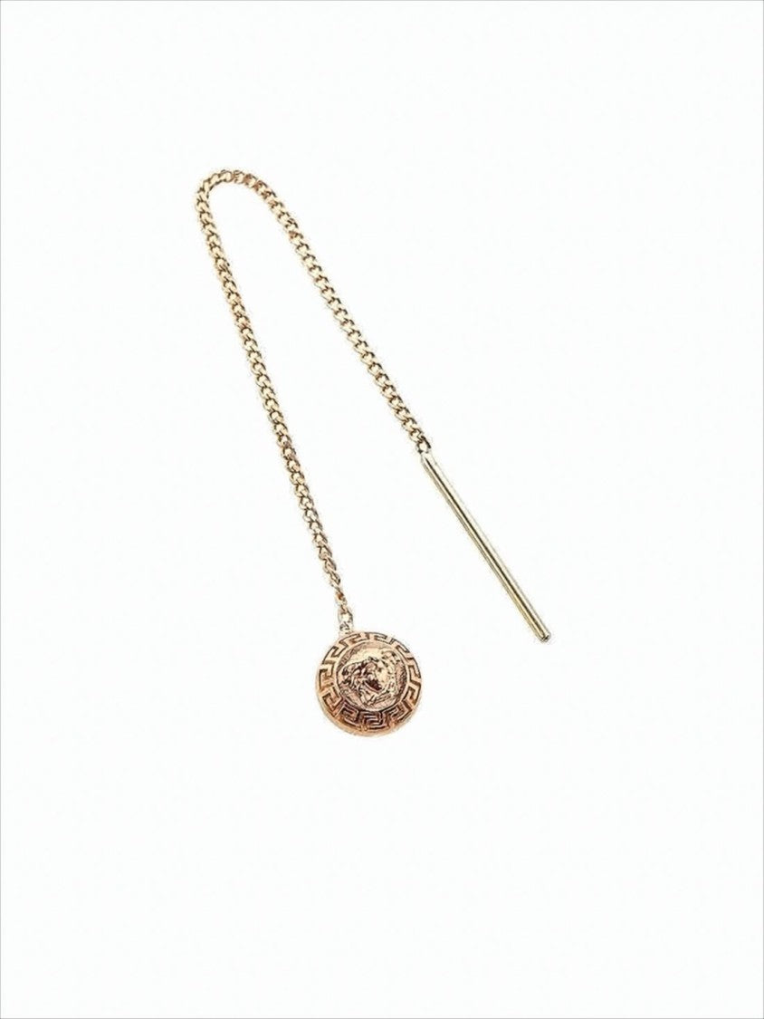 Versace Chain Earrings With Circular Pendant