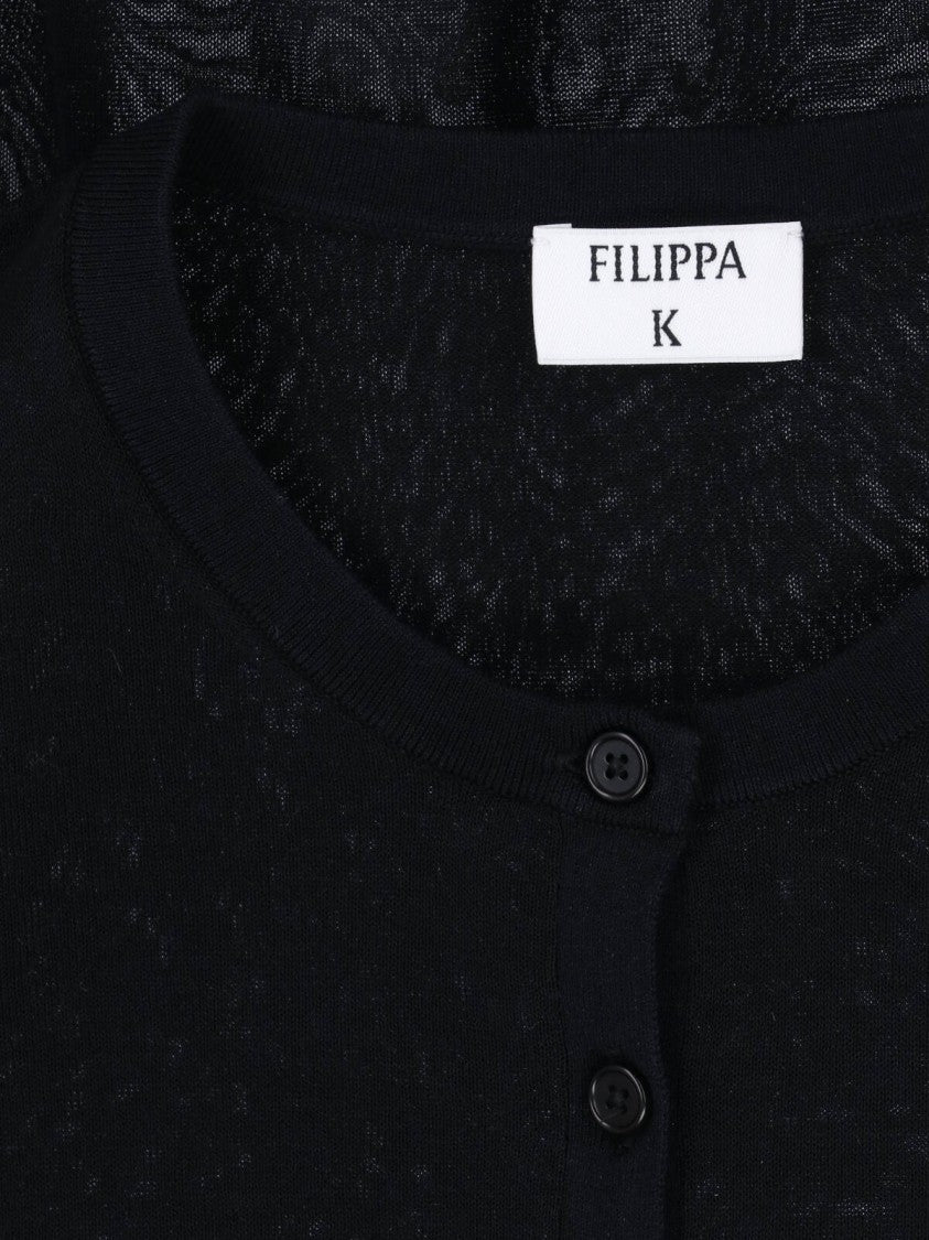 Filippa K Black Lightweight Semi-Sheer Round Neck Sweater