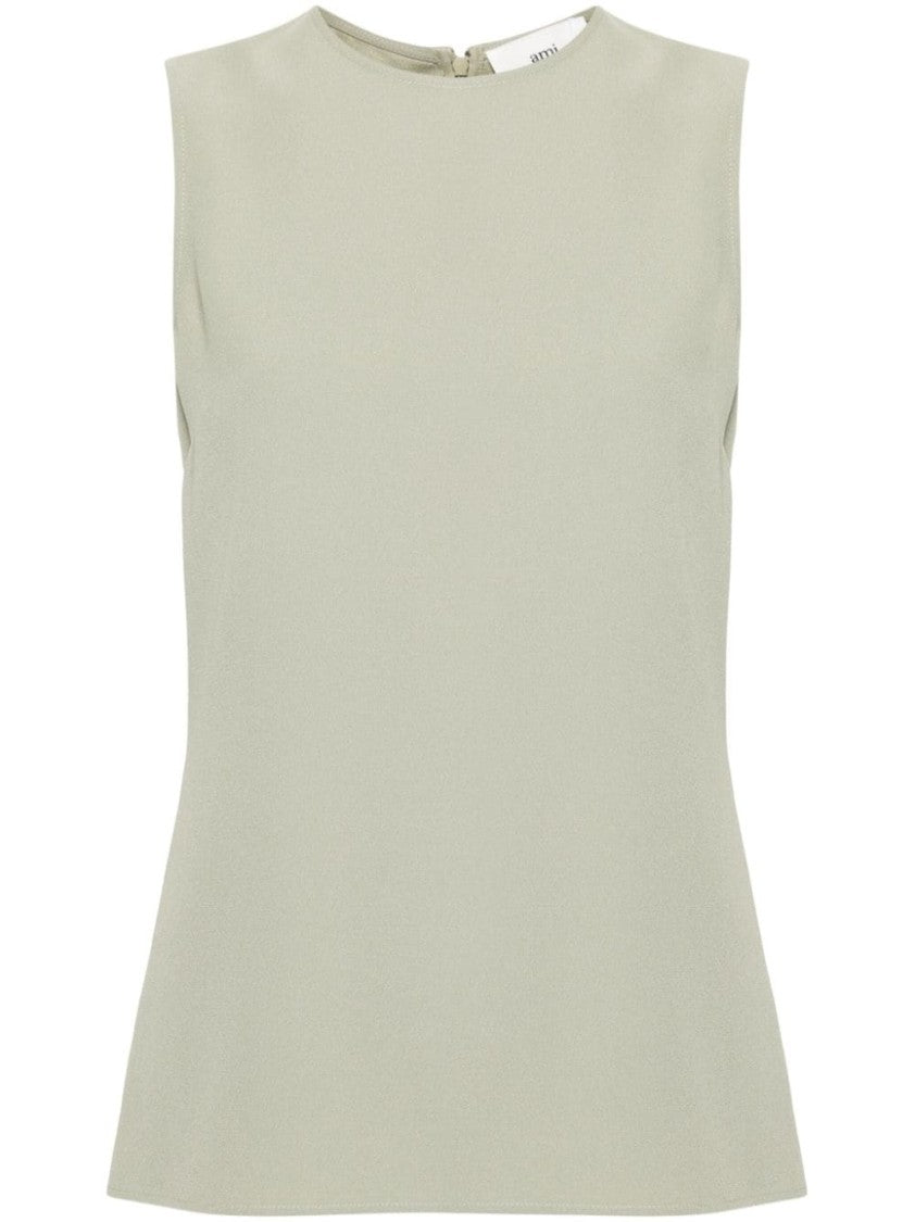 Ami Paris Sage Green Cady Texture Top