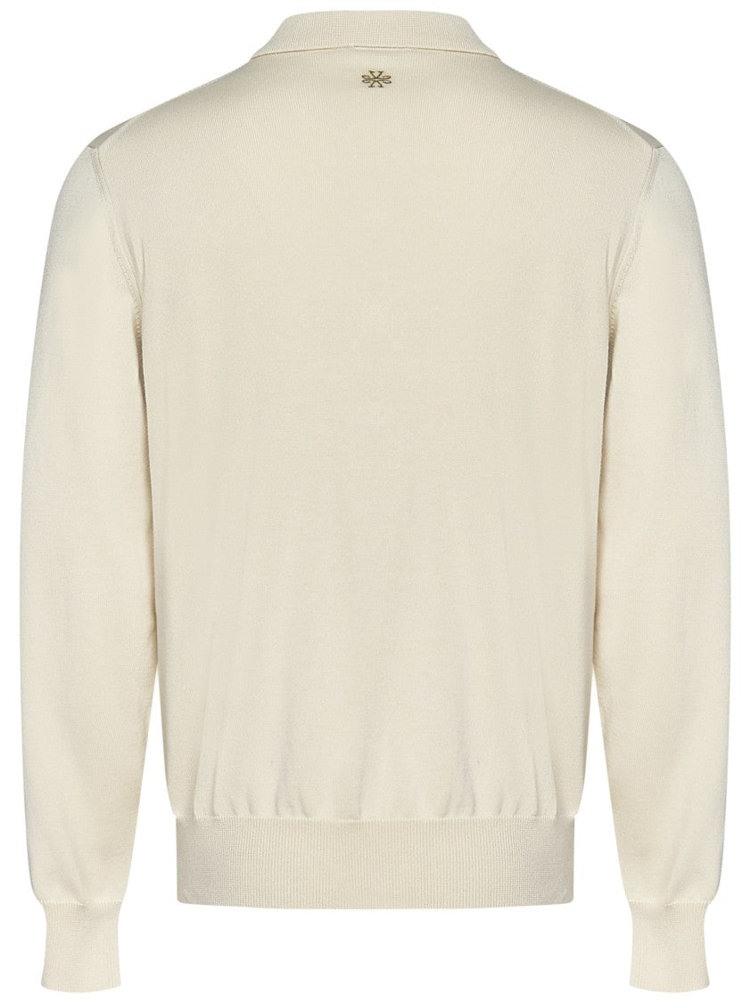 Jacob Cohen Long-Sleeved Polo Shirt In Soft Beige Cotton Jersey