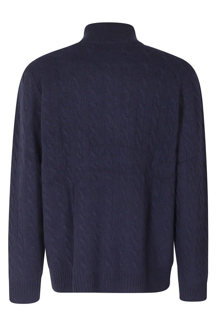 Polo Ralph Lauren Navy Cable Knit Wool-Cashmere Pullover Sweater