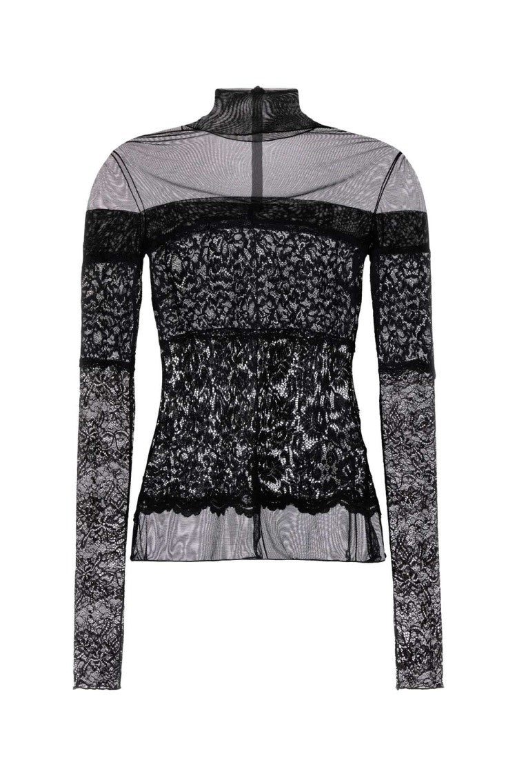 Blumarine Black Tulle And Lace Top