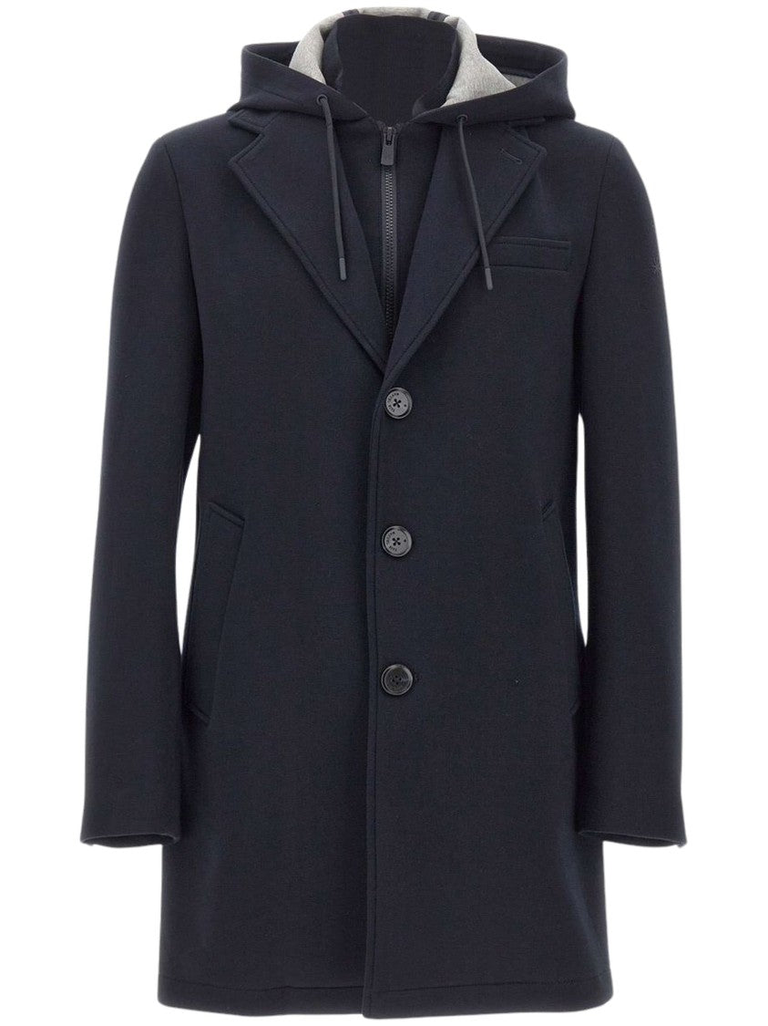 Manuel Ritz Hooded Bib Insert Layered Coat