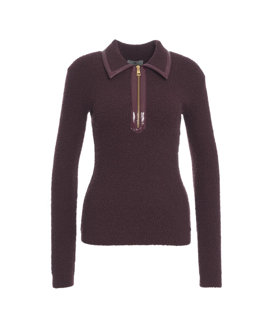 Elisabetta Franchi Bouclé Knit Polo Shirt