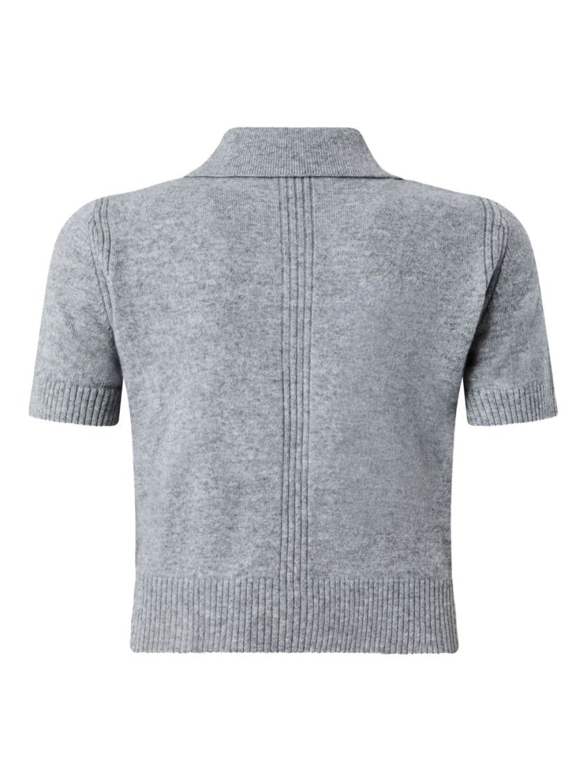 Pinko Cropped Polo Sweater In Merino Wool