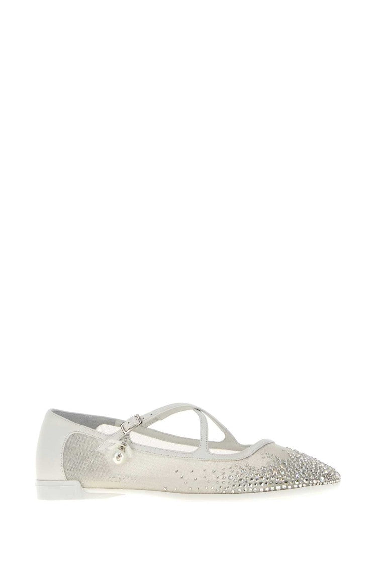 Jimmy Choo White Mesh Eleri Ballerinas