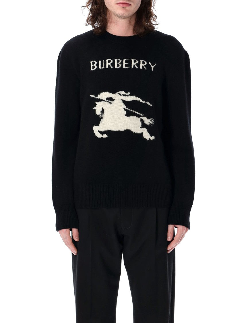 Burberry Black Knit Sweater With Bold Horse