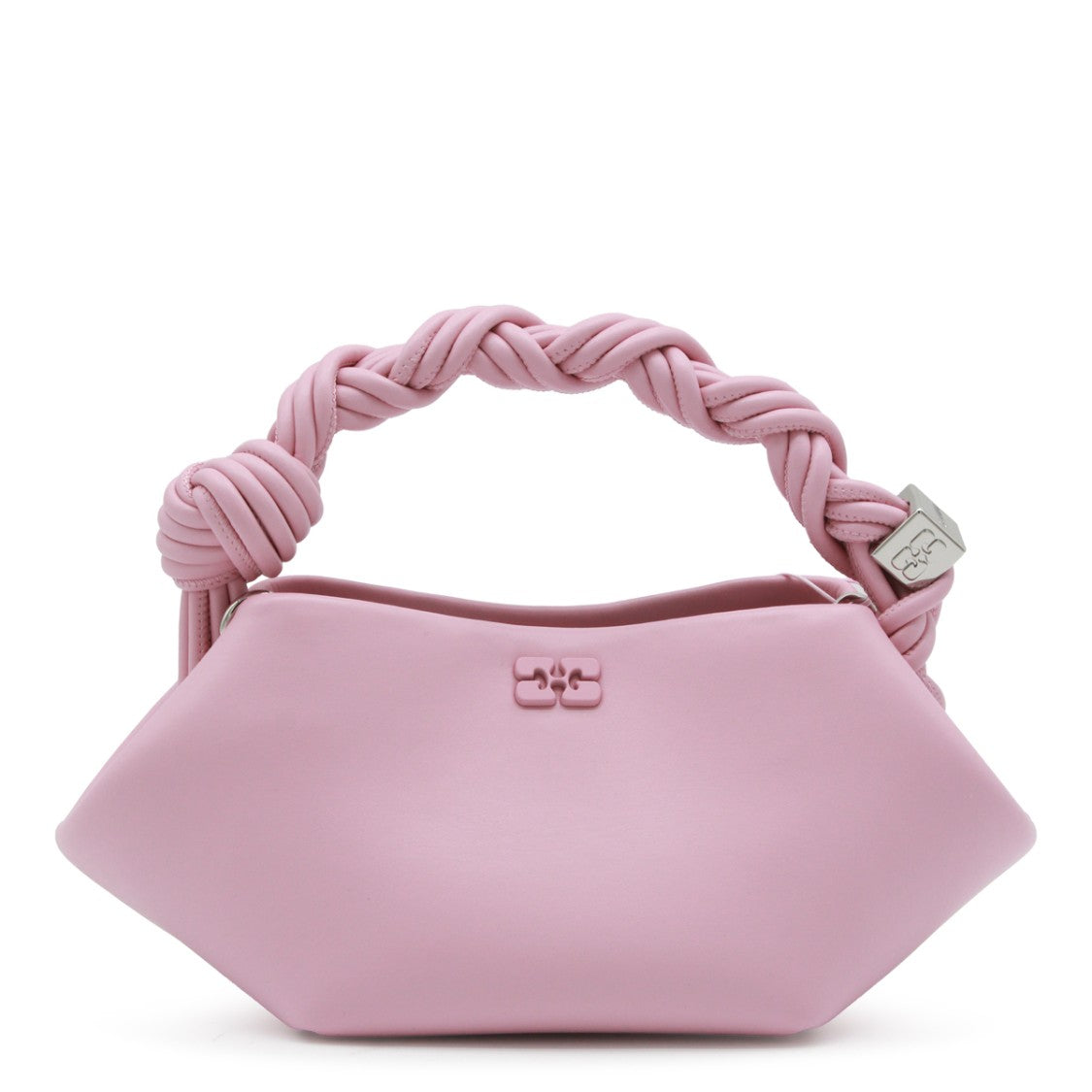 Ganni Pastel Pink Top Handle Bag With Twisted Handle Design