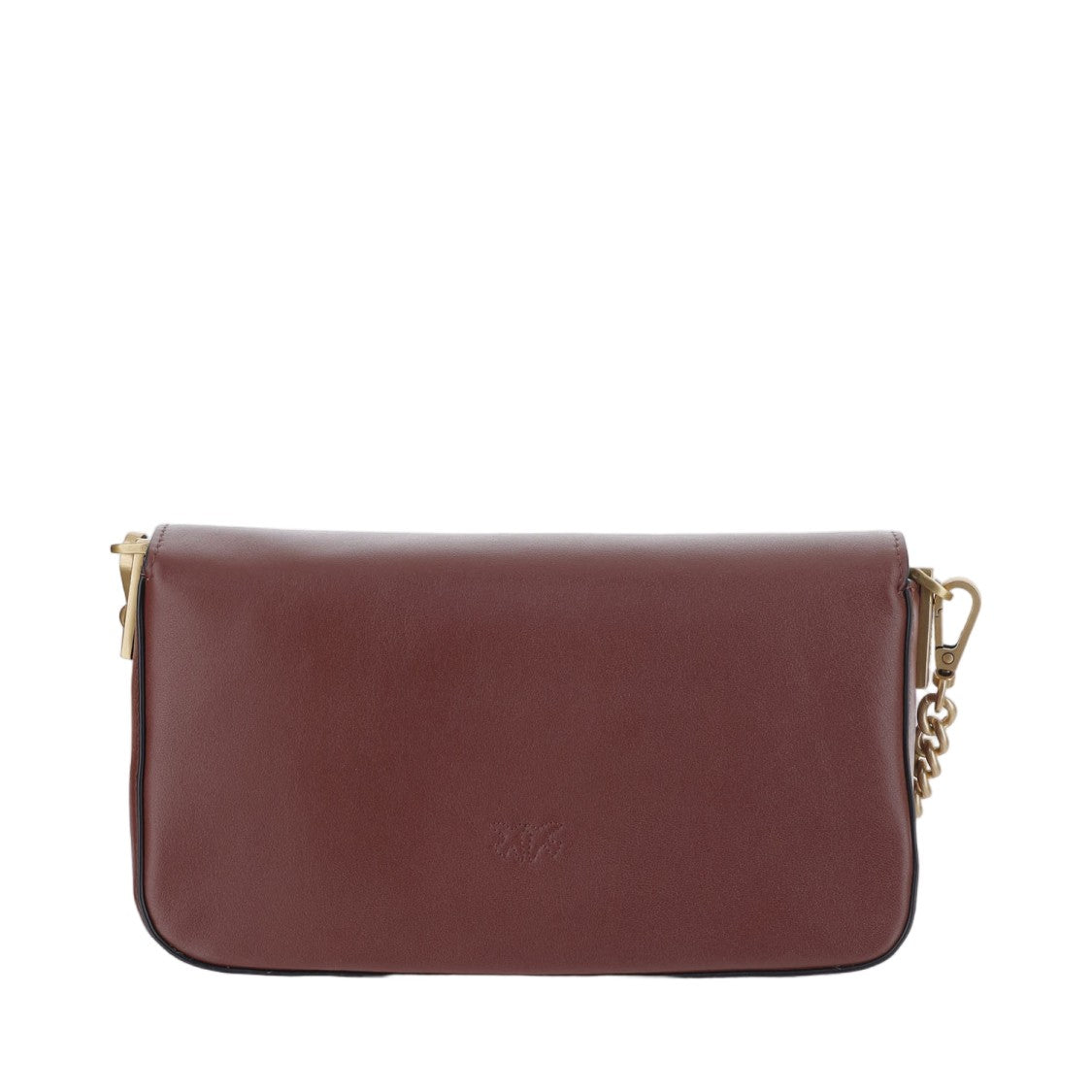 Pinko Dark Red Leather Gold Logo Shoulder Bag
