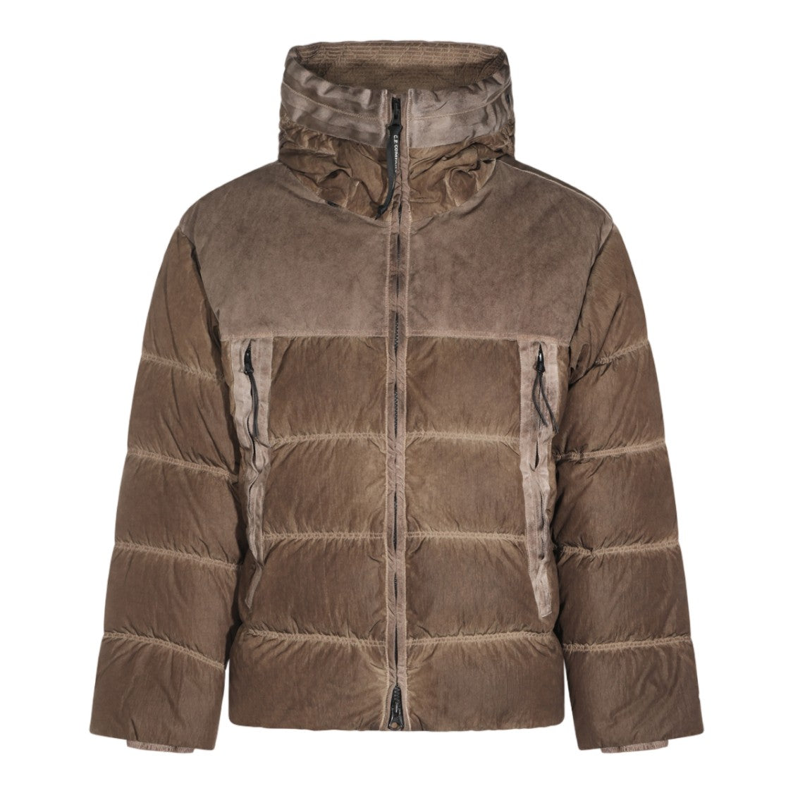 C.P. Company Padded Quilted Coat With High Collar And Contrasting Trimming