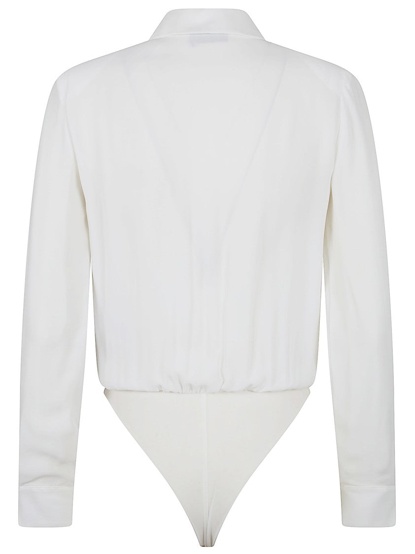 Elisabetta Franchi Draped Front Panel Long-Sleeved Bodysuit