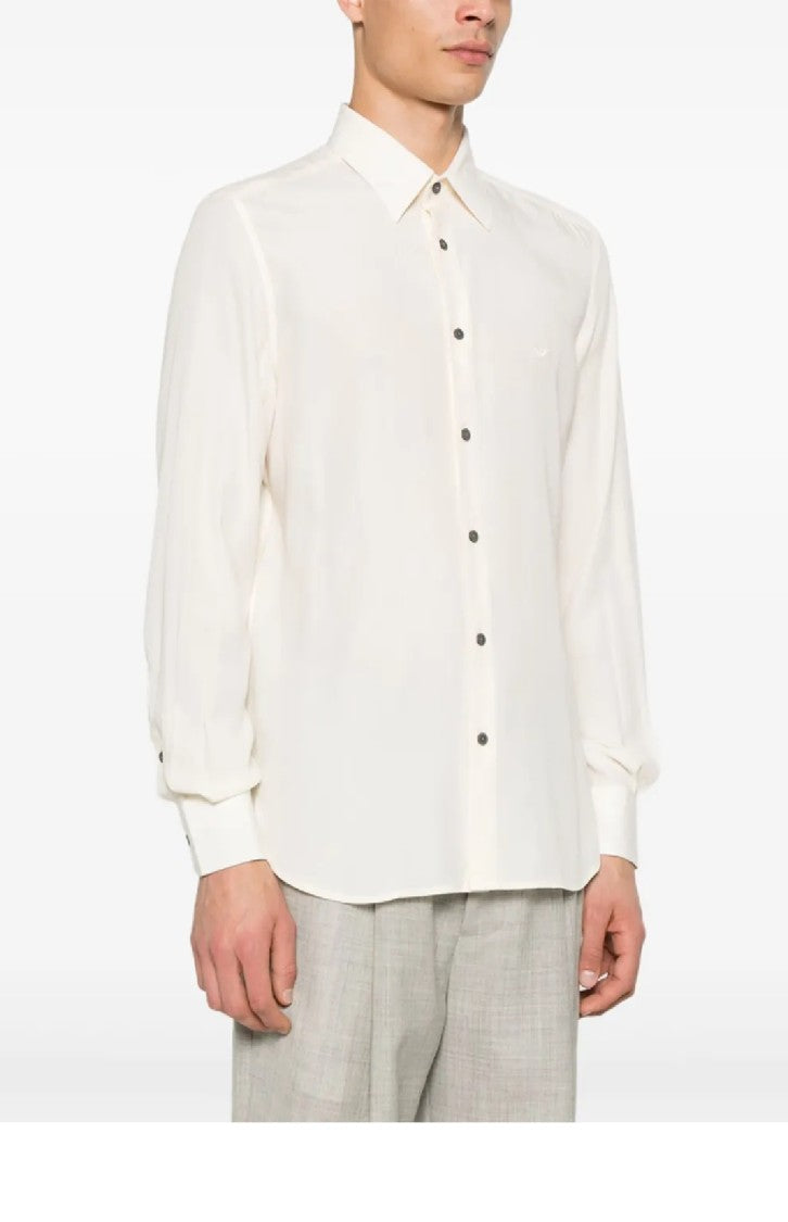 Emporio Armani Tailored White Shirt Crafted From Lyocell And Viscose