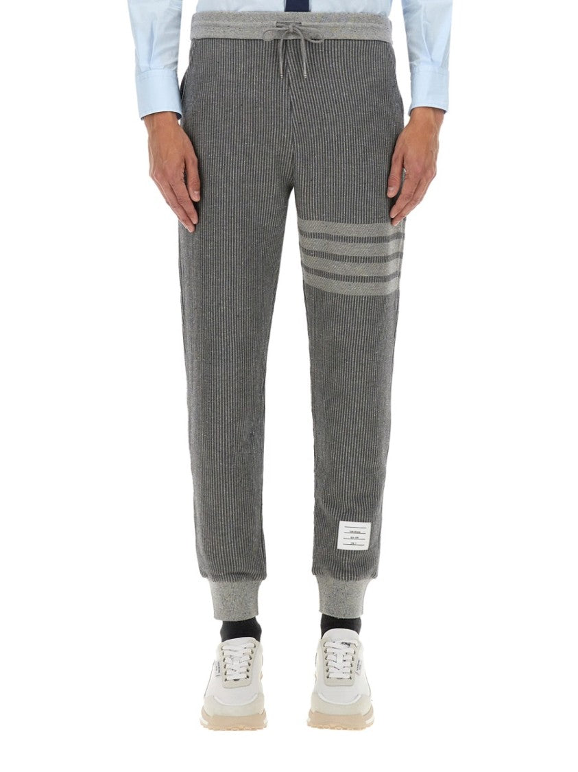Thom Browne Textured Ribbed Cotton And Silk Pants