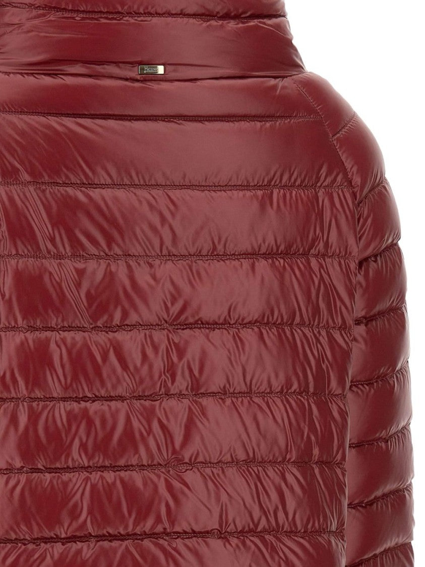Herno Bordeaux Mini Cape With High Funnel Neck