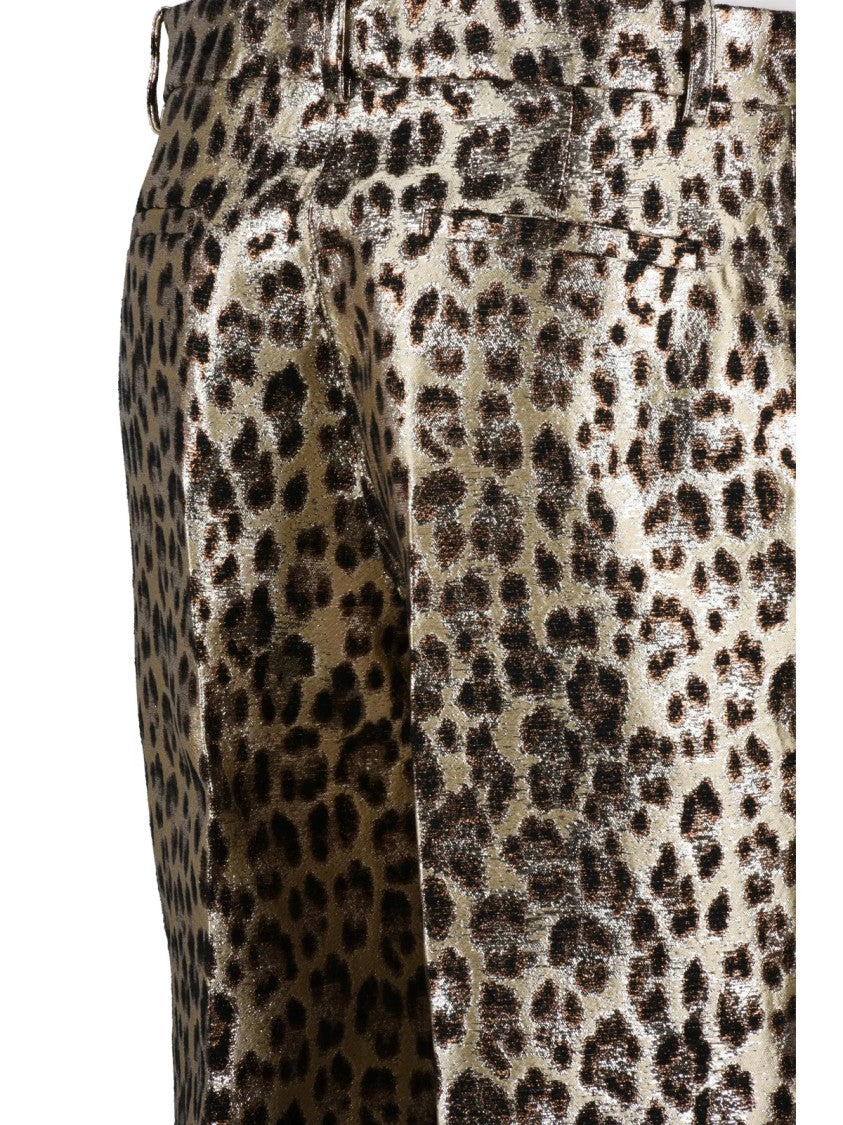 P.A.R.O.S.H. Wide-Leg Trousers With Metallic Detail And Leopard Print