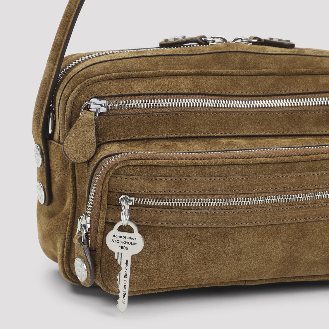 Acne Studios Rectangular Brown Suede Handbag With Adjustable Strap