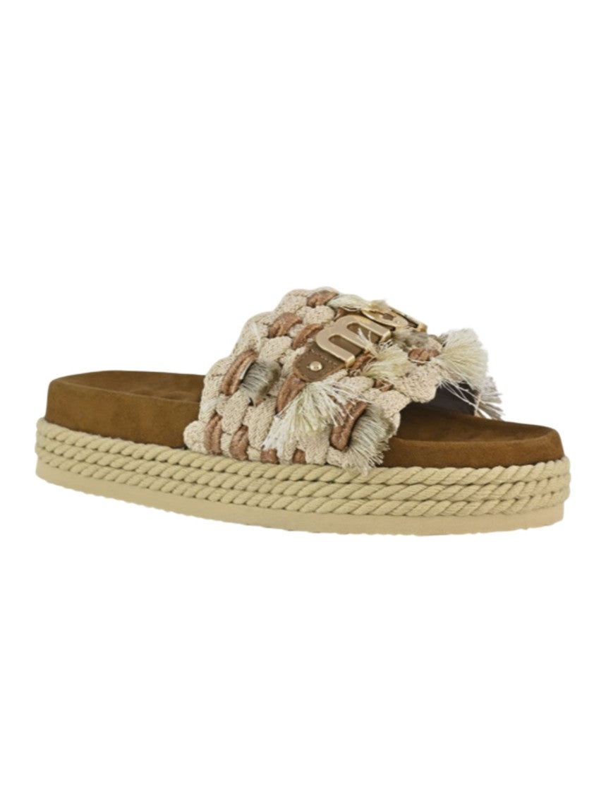 Mou Fringe-Detail Woven Rope Sandals With Cushioned Footbed