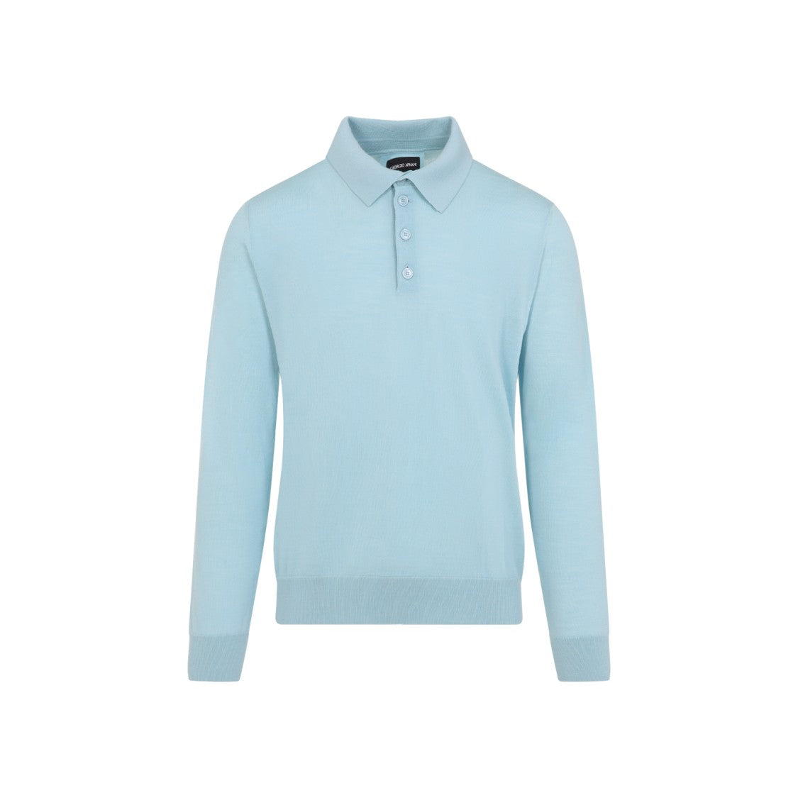 Giorgio Armani Aquamarine Wool Sweater With Polo Collar And Button Fastening