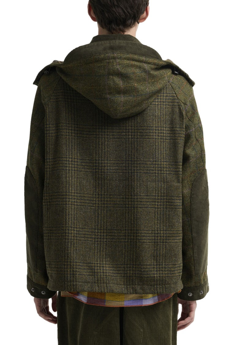 Barbour Green Check Wool Corduroy Hooded Jacket
