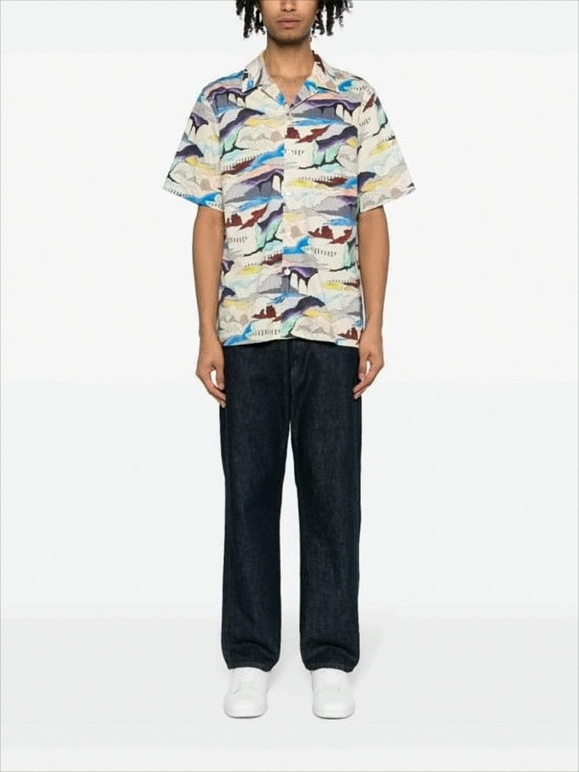 Paul Smith Short-Sleeve Camp Collar Shirt With Abstract Pattern