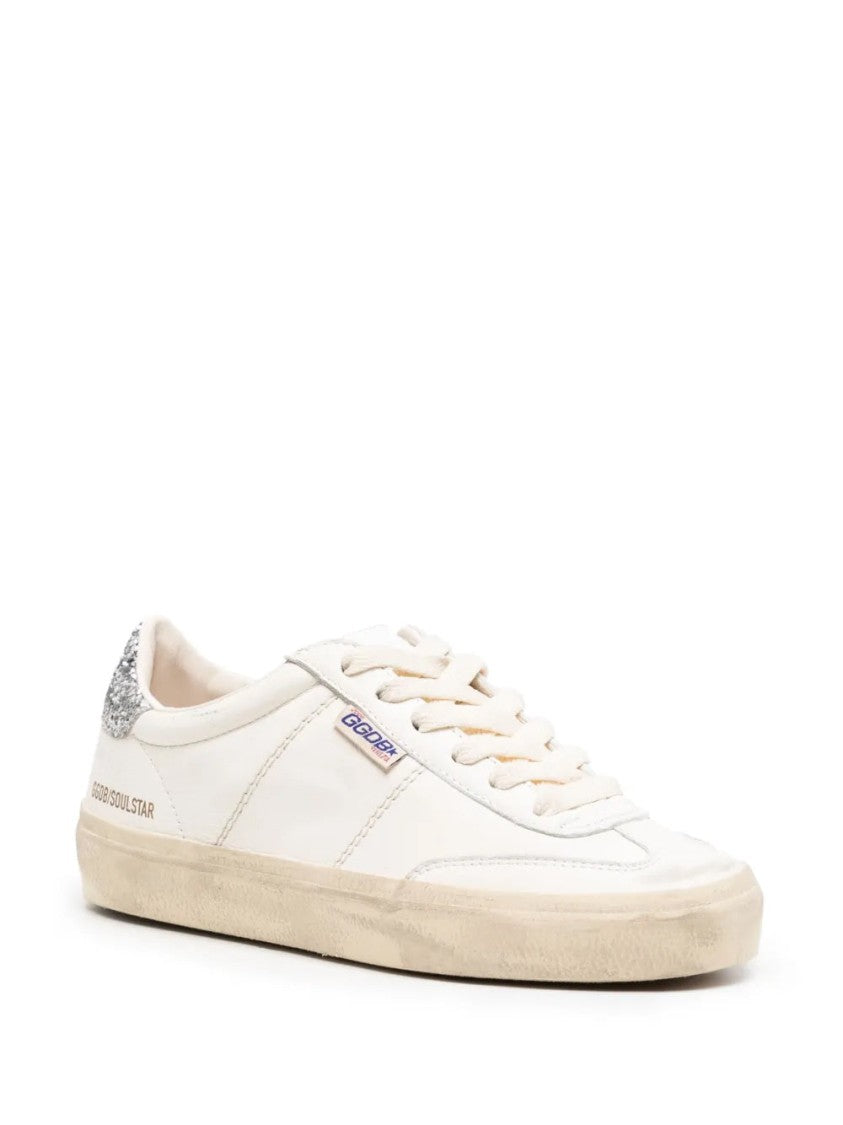 Golden Goose White Soul-Star Glittery Heel Leather Sneakers