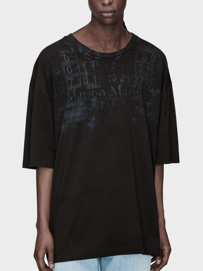 Maison Margiela Black Faded Graphic Oversized Cotton T-Shirt