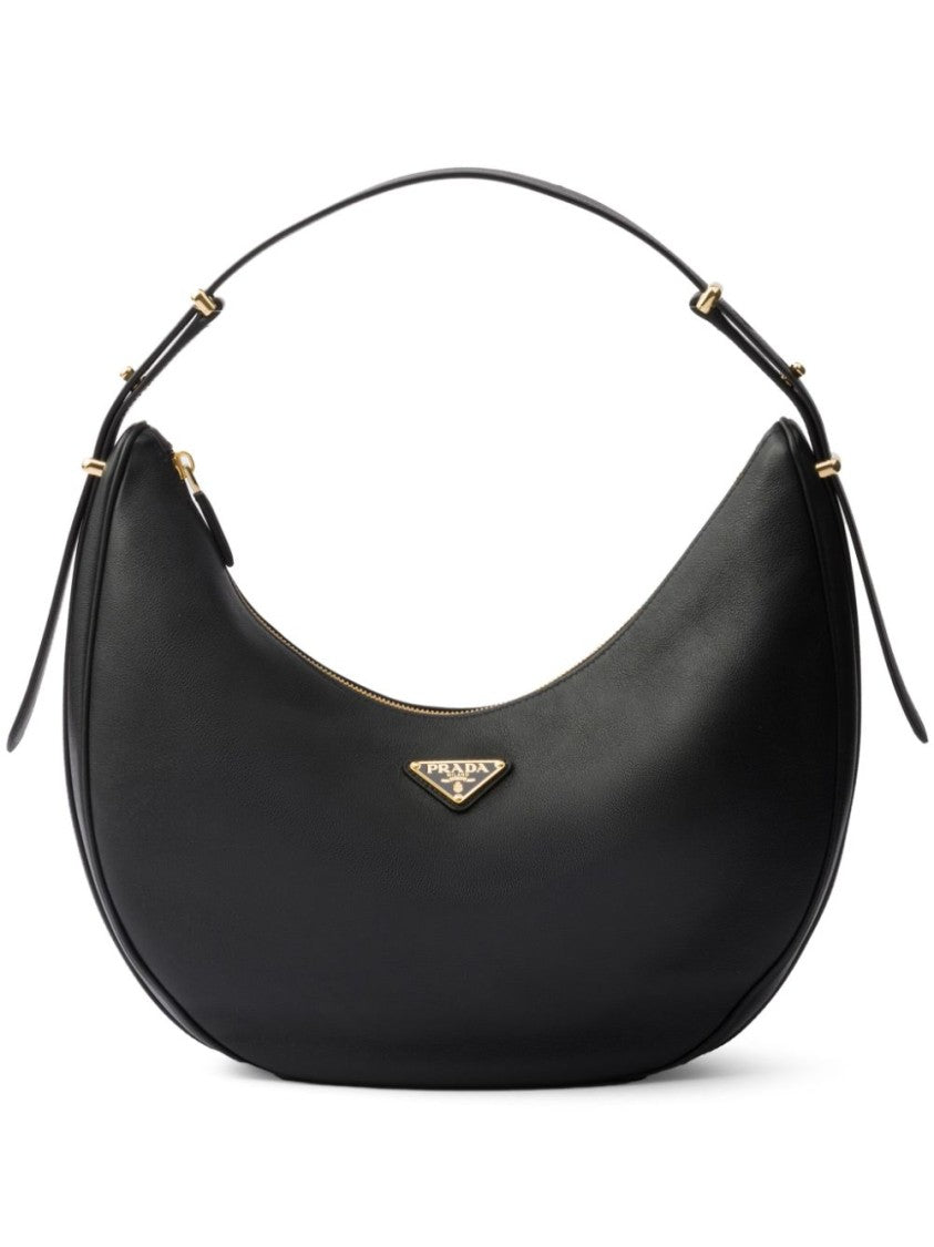 Prada Large Logo-Plaque Leather Shoulder Bag