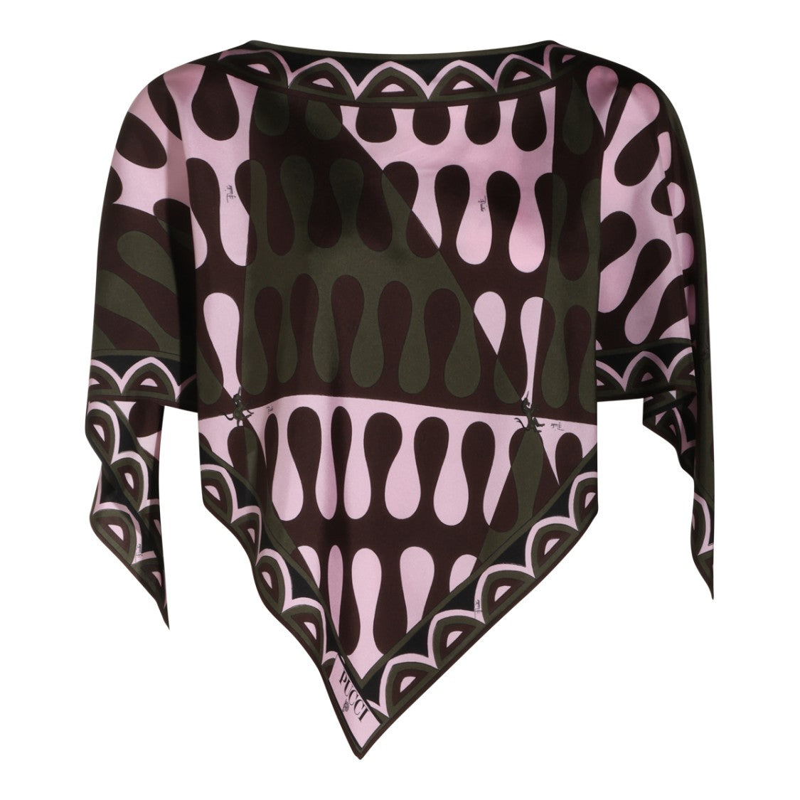 Emilio Pucci Teardrop Pattern Asymmetrical Handkerchief Blouse
