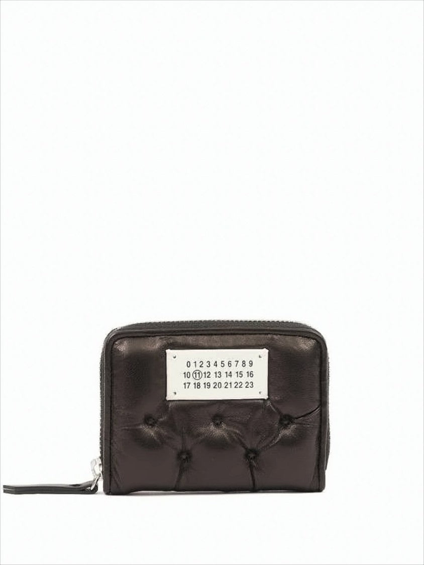 Maison Margiela Tufted Lambskin Leather Wallet With Keyring