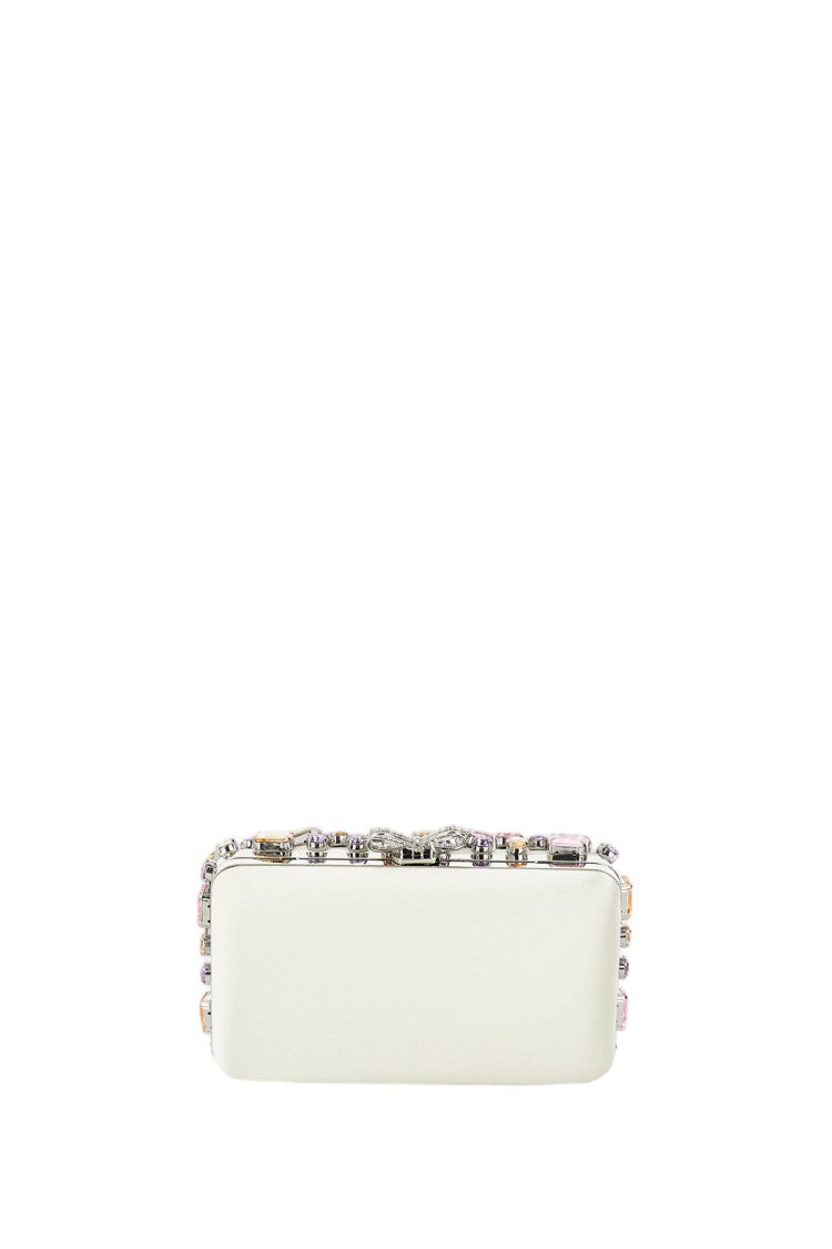Self-Portrait Rectangular Crystal-Adorned Clutch Bag With Silver Chain Strap