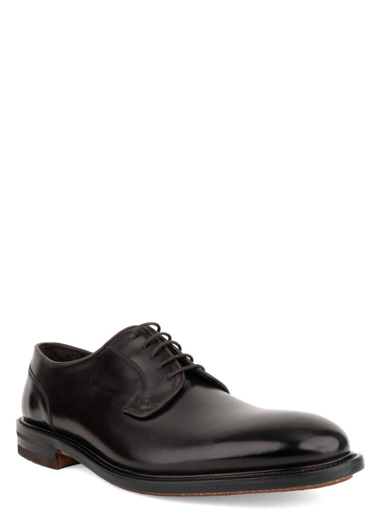 John Harrison Brown Closed Lace-Up Polished Leather Formal Shoes