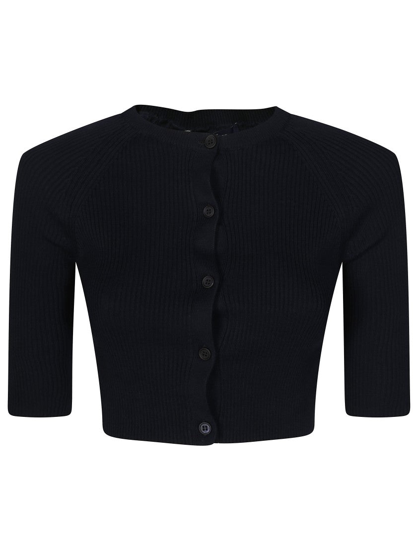 Max Mara Cropped Cardigan With Ribbed Texture And Button-Down Front