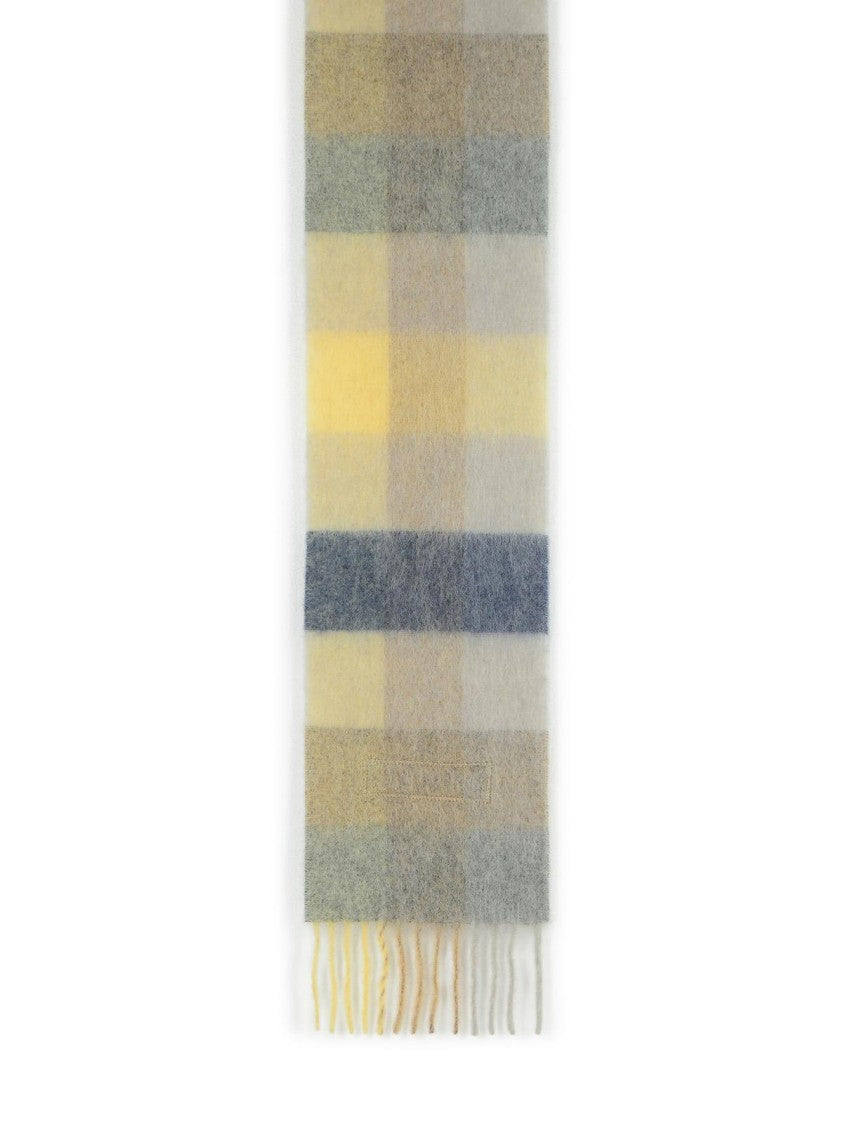 Acne Studios Contrast Check Pattern Beige Alpaca Blend Scarf