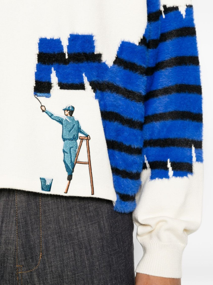 House Of Errors Striped Cropped Knit Sweater