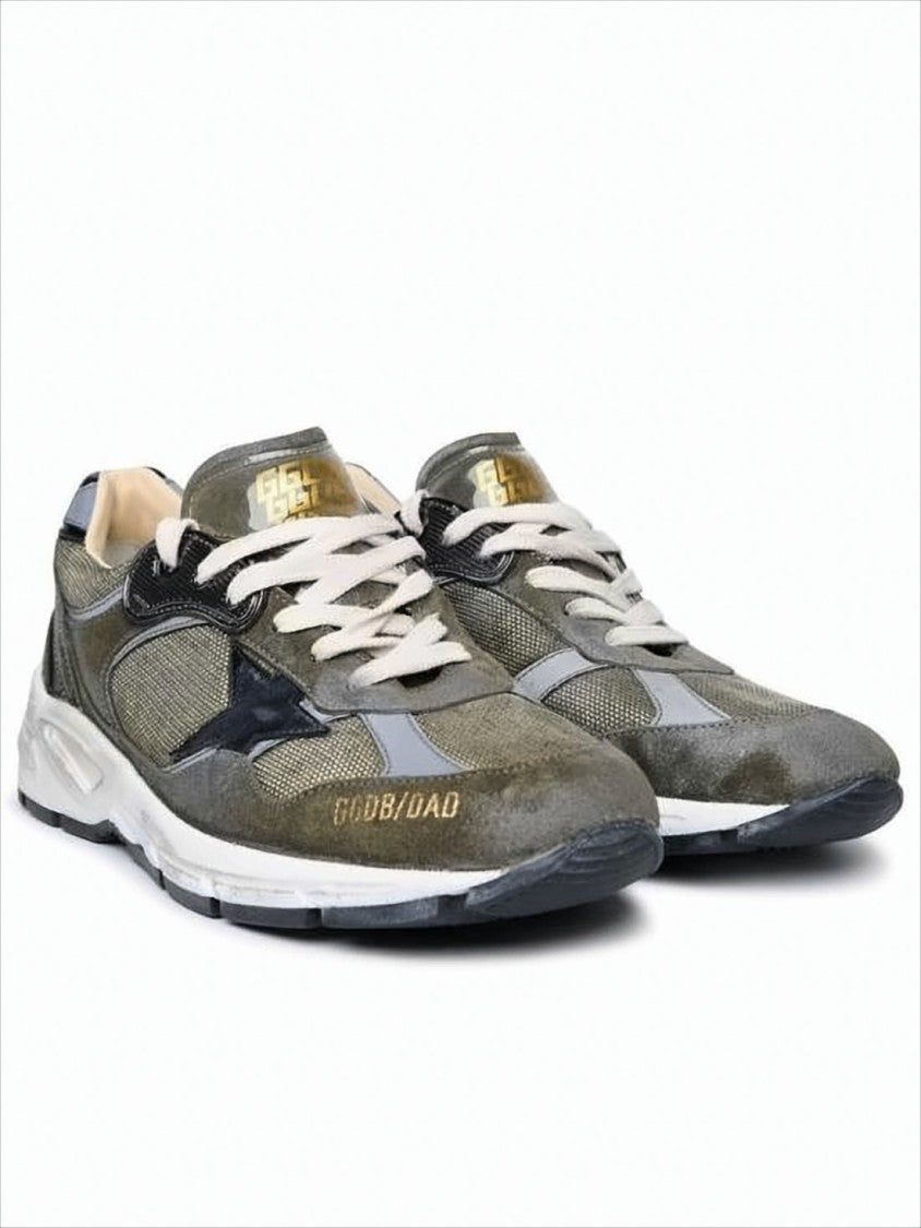 Golden Goose Layered Olive And Grey Sneakers