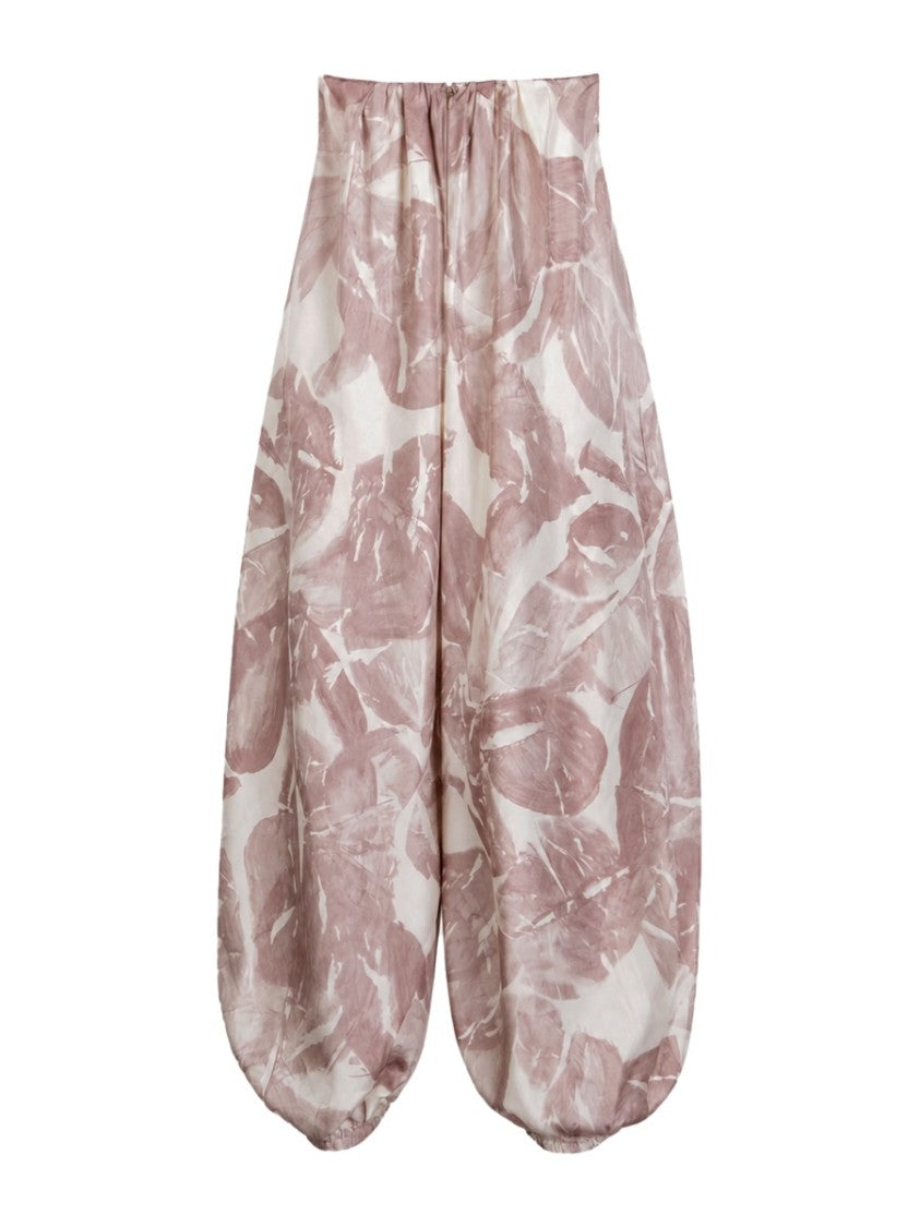 Alysi Silk Abstract Floral Loose Jumpsuit